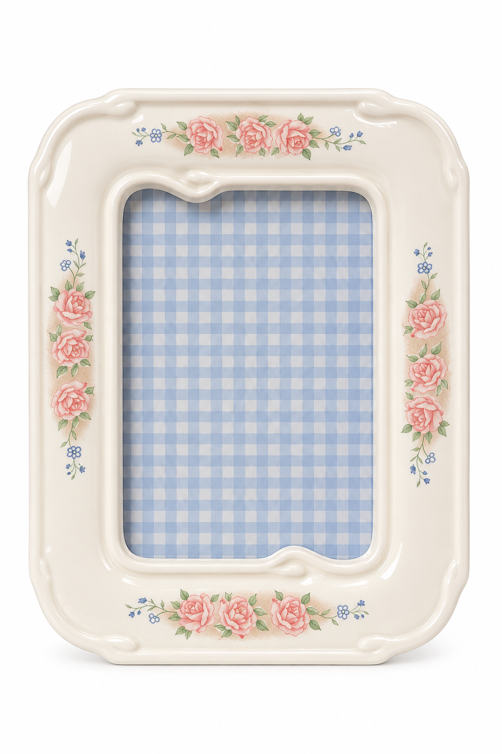 Vintage Pink Rose & Blue Floral Picture Frame | Petite Romantic Photo Frame
