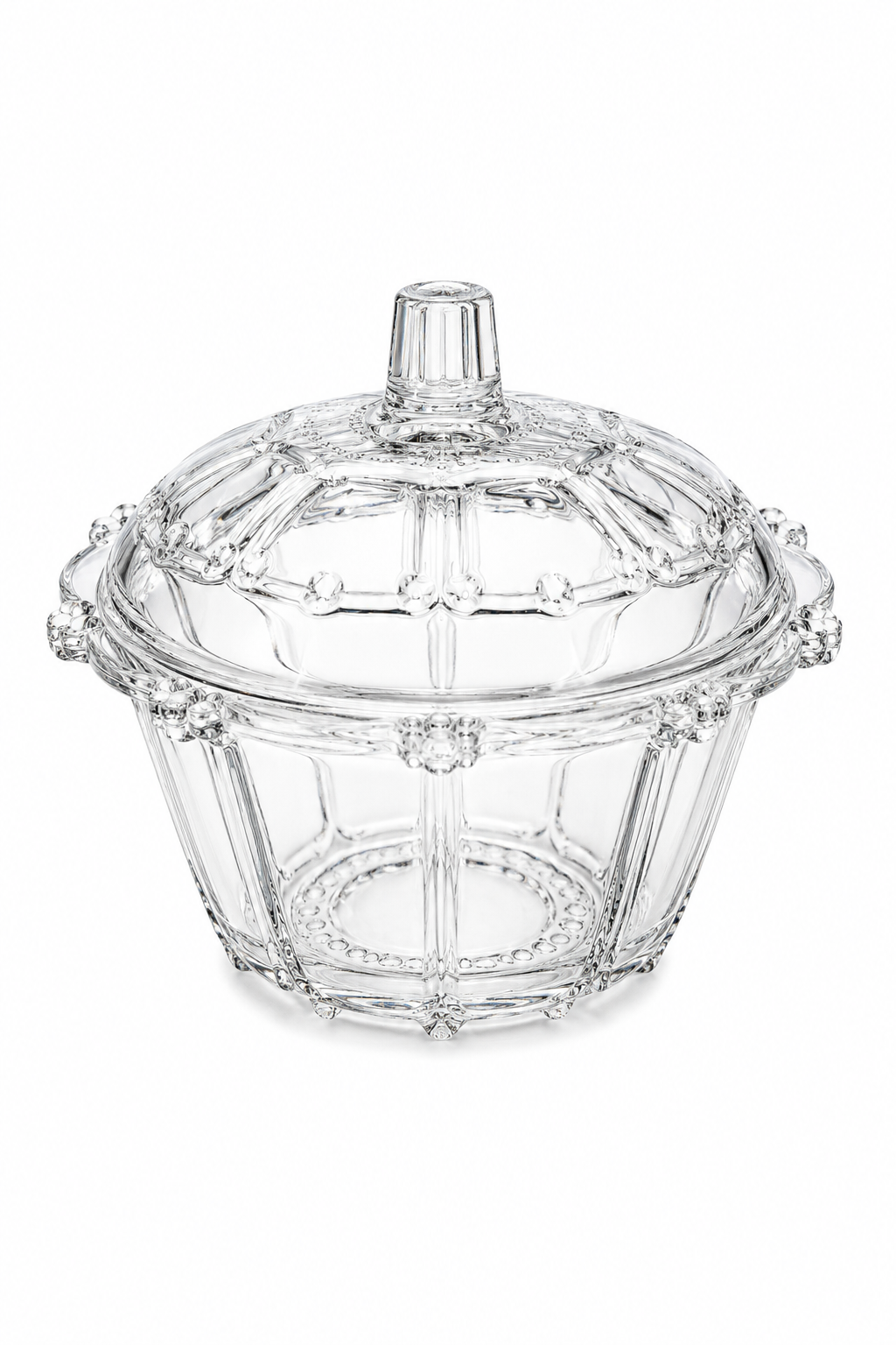 Vintage 1970s–1980s KIG Covered Candy Dish | Pressed Glass Lidded Candy Bowl