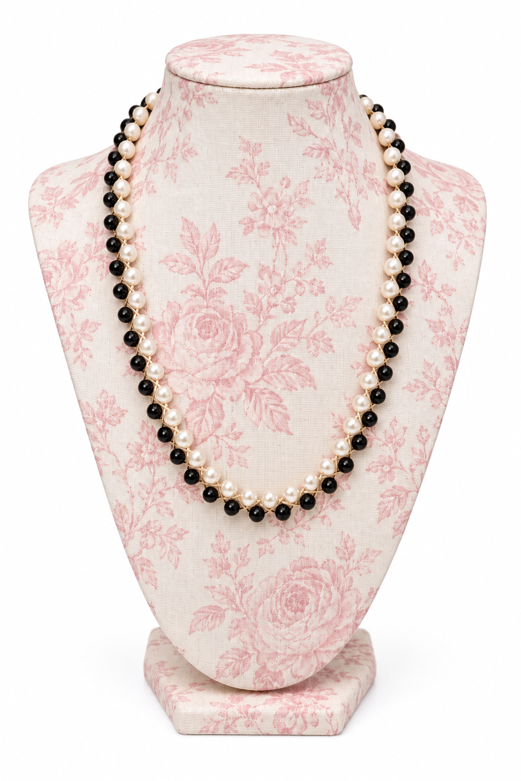 Vintage 1980s Woven Faux Pearl & Gold-Tone Chain Necklace - 24" Two-Tone Classic