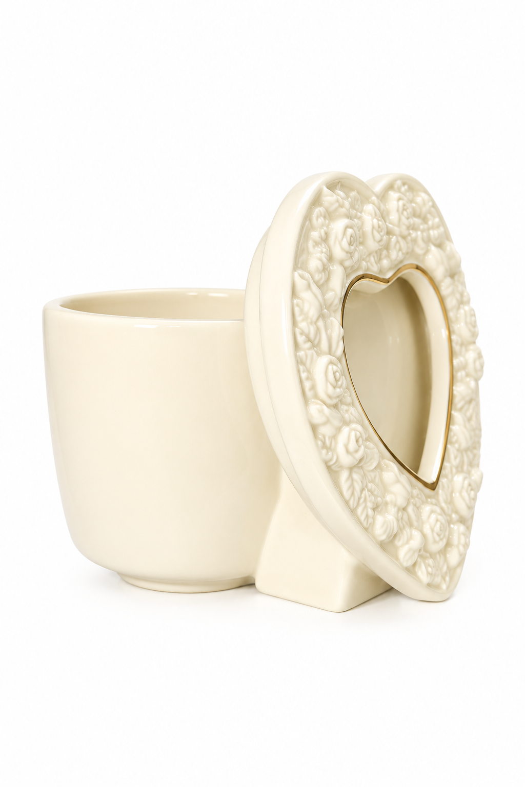 Vintage Heart-Shaped Photo Frame & Planter | Floral Rose Ceramic Vanity Décor