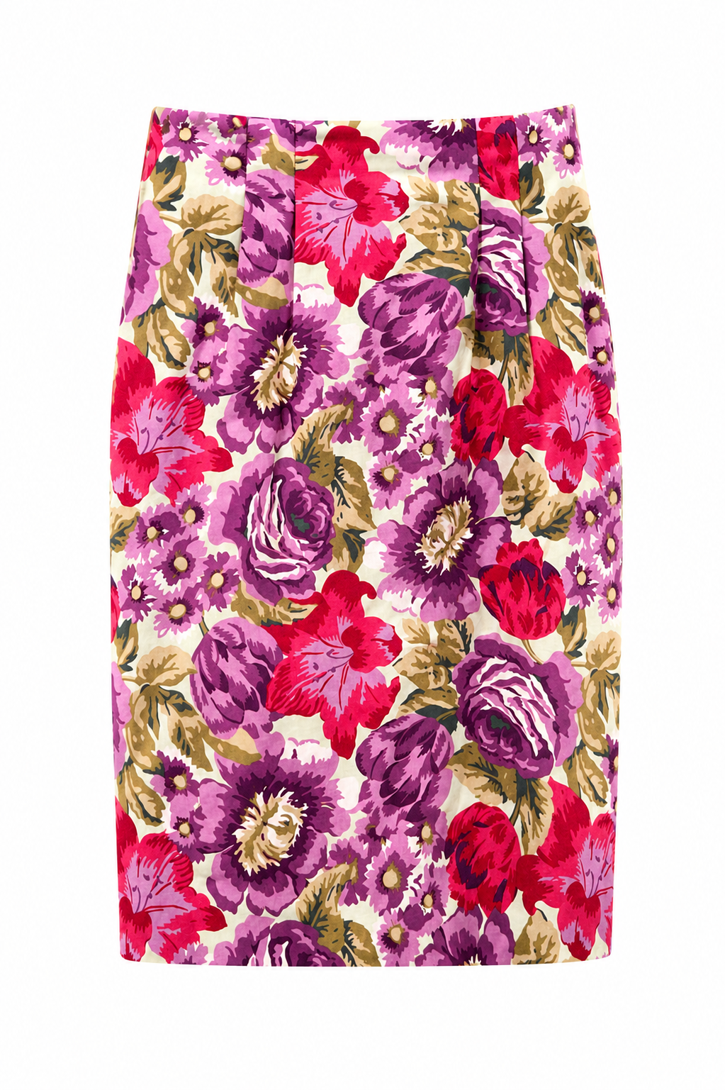 Vintage 1980s–90s Laura Ashley Floral Cotton Pencil Skirt | Tagged US 10 / Fits XS–S