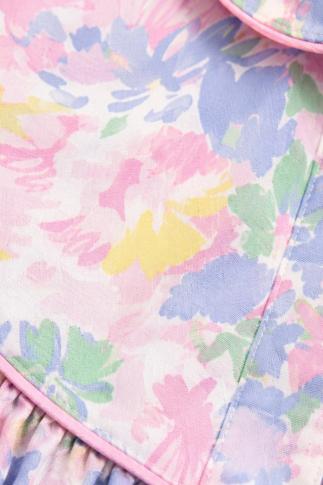 Vintage Collections Pastel Floral Housecoat | Cottagecore Button Front Lounger | Size Medium (12–14)