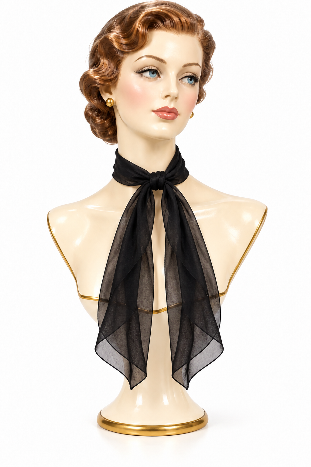 Classic Black Sheer Neck Scarf – Lightweight Chiffon Style Scarf