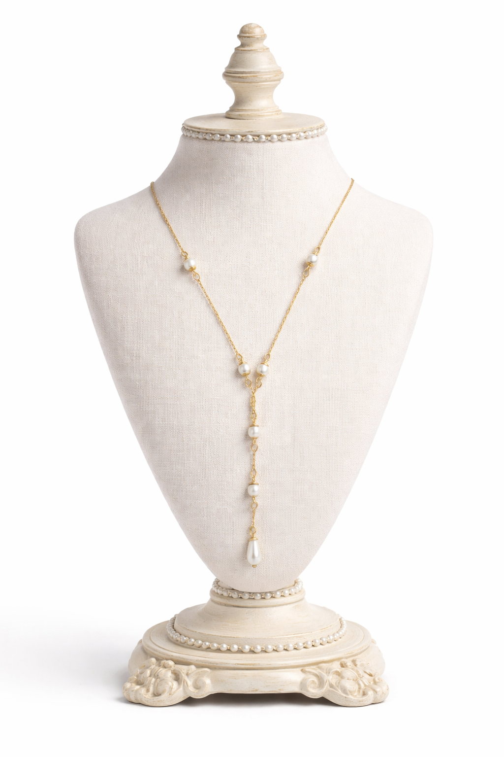 Gold-Tone Pearl Drop Necklace – Delicate Y-Style Design |