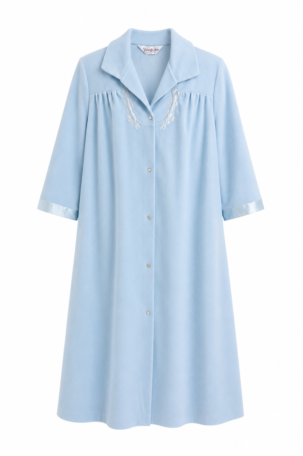Vintage Vanity Fair Powder Blue Button-Down Nightgown | Romantic House Dress | Size Medium