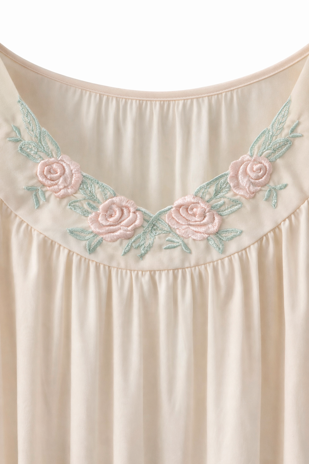 Vintage Cream Floral Embroidered Nightgown | Cottagecore Lace Sleep Dress, Romantic Loungewear (Size M)
