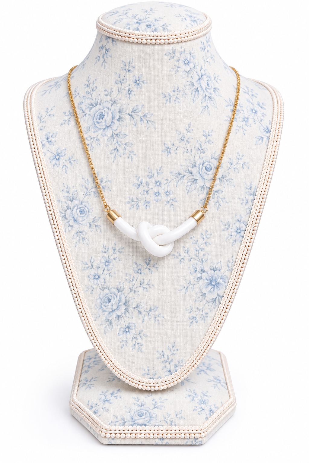 Vintage 1980s Nolan Miller White Knot Statement Necklace