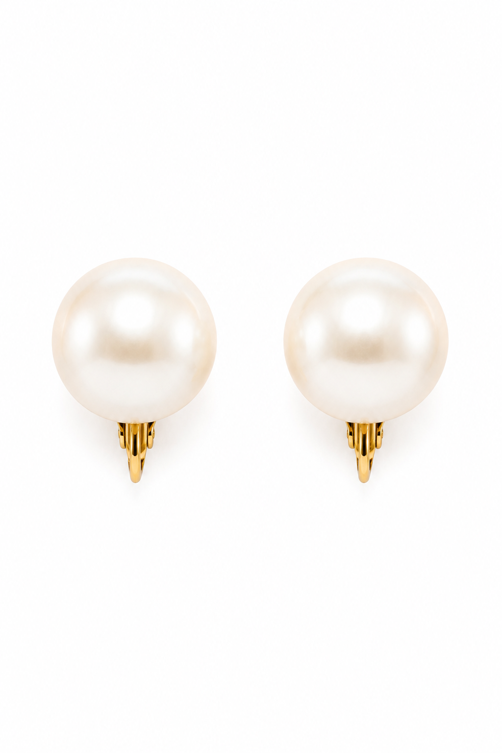Vintage 1950s–70s Faux Pearl Button Screw-Clip Earrings | Classic Cream Pearl Clip-Ons