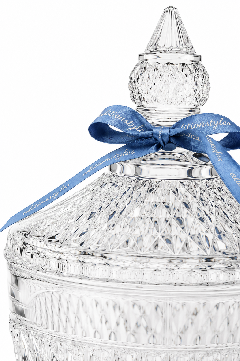 Vintage Cut Glass Pedestal Candy Dish with Lid | Elegant Crystal-Style Covered Apothecary Jar | 13” Tall