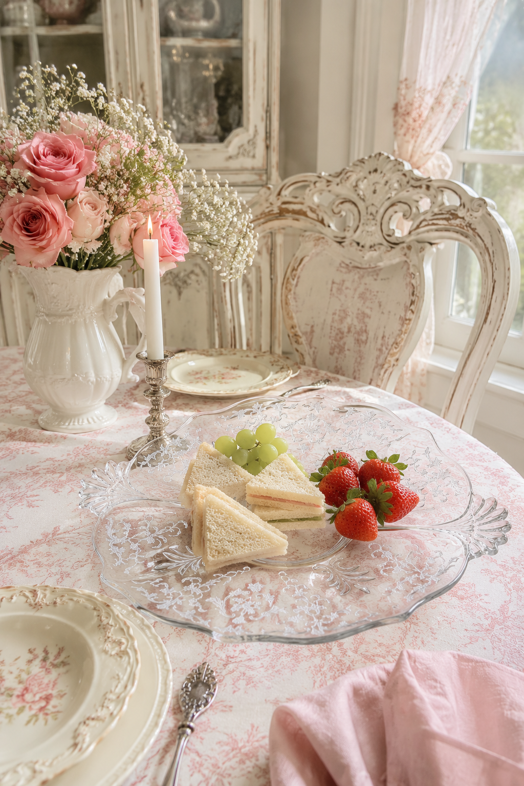 Vintage Frostoria Shirley Crystal Handled Cake Plate | Elegant Serving Tray | Floral Etched Crystal Platter