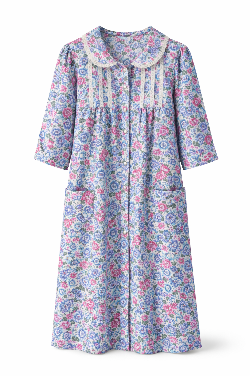 Garden Morning Vintage Floral Housecoat | Cottagecore Button-Front Robe