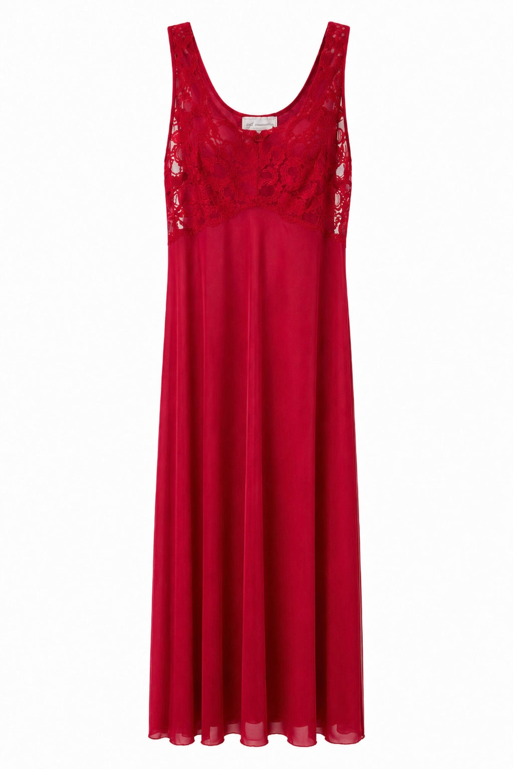 Vintage Soft Moments New York Red Nightgown | Made in USA | 1980s–1990s Lace Lingerie Slip Dress | Size Medium