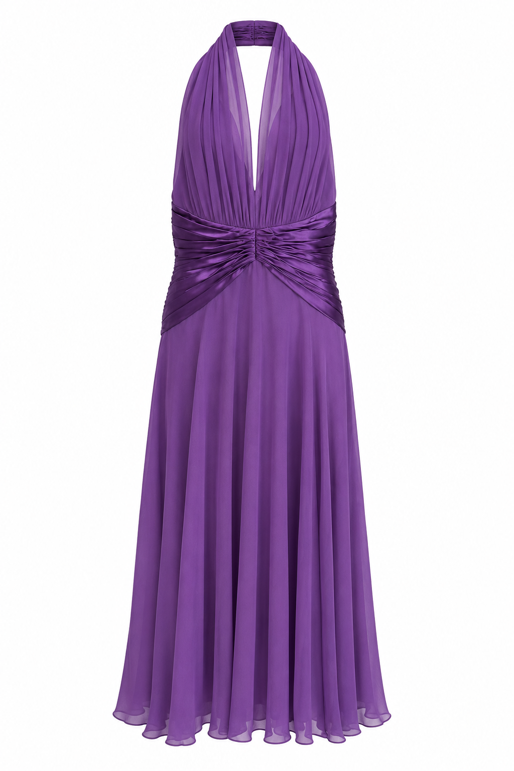 Vintage Y2K Maggie London Purple Silk Halter Gown | 100% Silk Evening Dress | Size 4