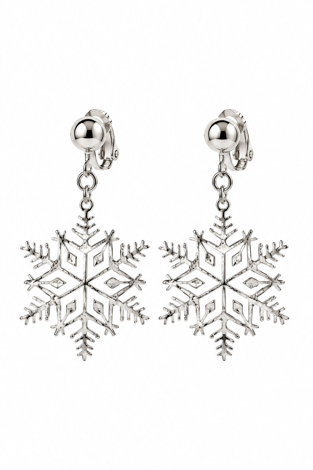 Vintage 1970s–1980s Avon Silver Snowflake Clip-On Earrings | Winter Holiday Jewelry