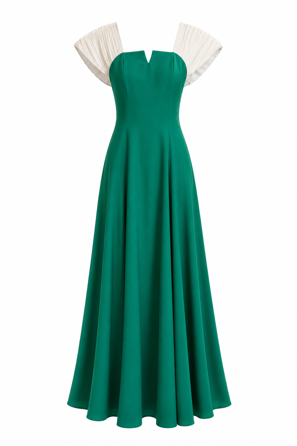 Vintage Emerald Green Evening Gown with White Bow Back Detail | Size 4