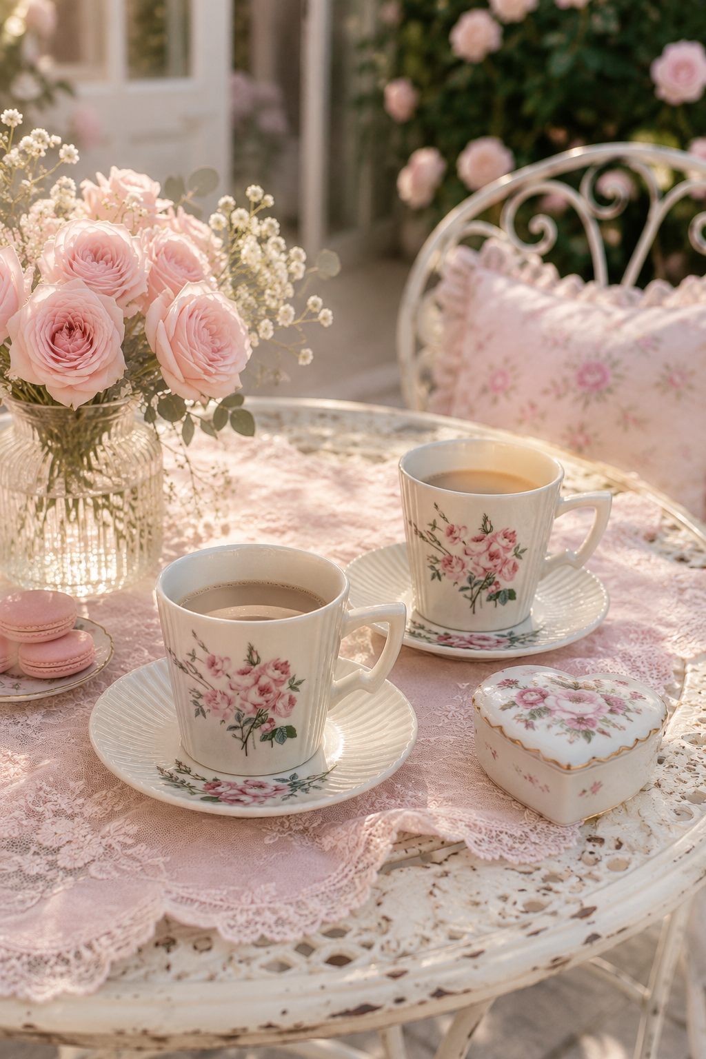 Vintage 1960s–1970s Mitsui Japan Ribbed Porcelain Teacup & Saucer Set | Pink Floral Tea Cup | Cottagecore Tea Party