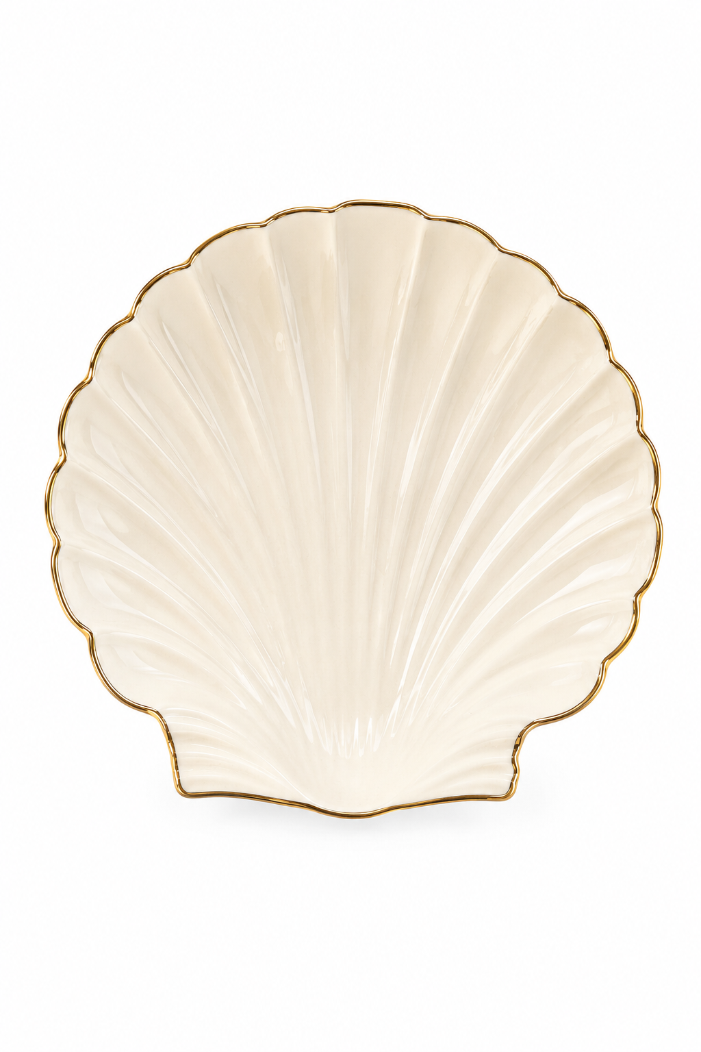 Vintage 1980s Lenox Seashell Trinket Dish | Made in USA | Ivory & Gold Shell Plate