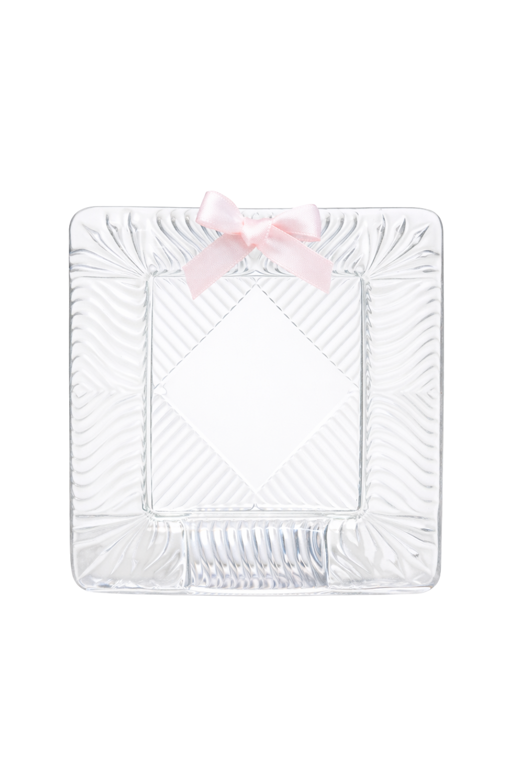 Vintage Clear Glass Mini Picture Frame with Bow