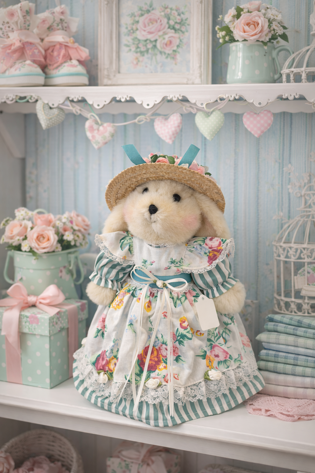 Avon 1997 Vintage Floral Bunny Doll |Cottagecore Plush Collectible (Like New Condition)