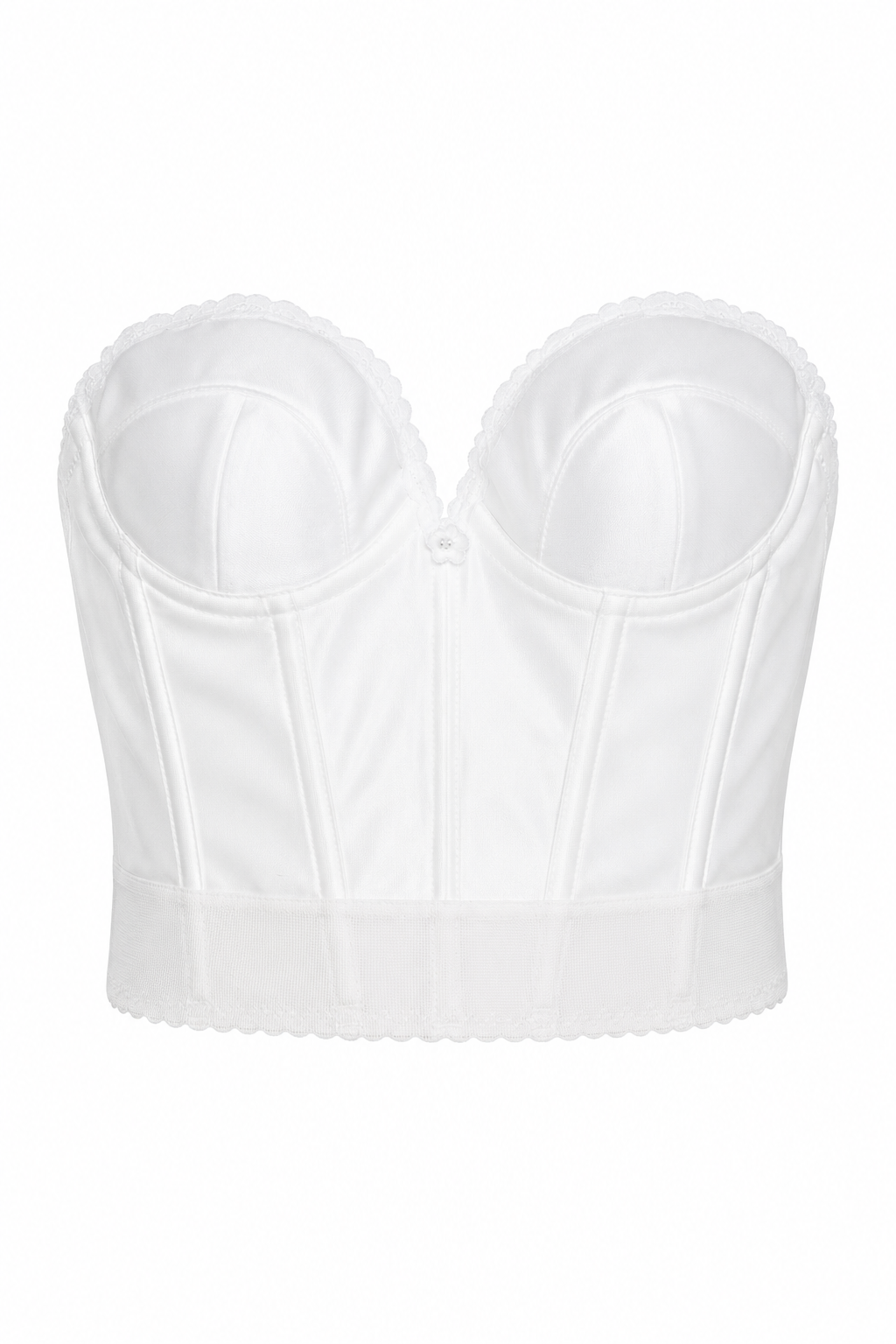 Vintage 1990s JCPenney White Corset Bra | 34B Bridal Bustier Top | Nylon & Lycra Spandex Lingerie