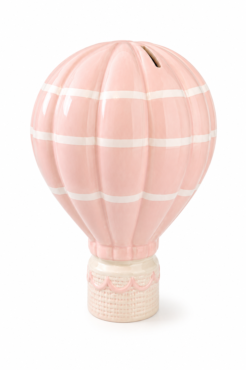 Vintage Pink Hot Air Balloon Piggy Bank | Nursery Decor Coin Bank