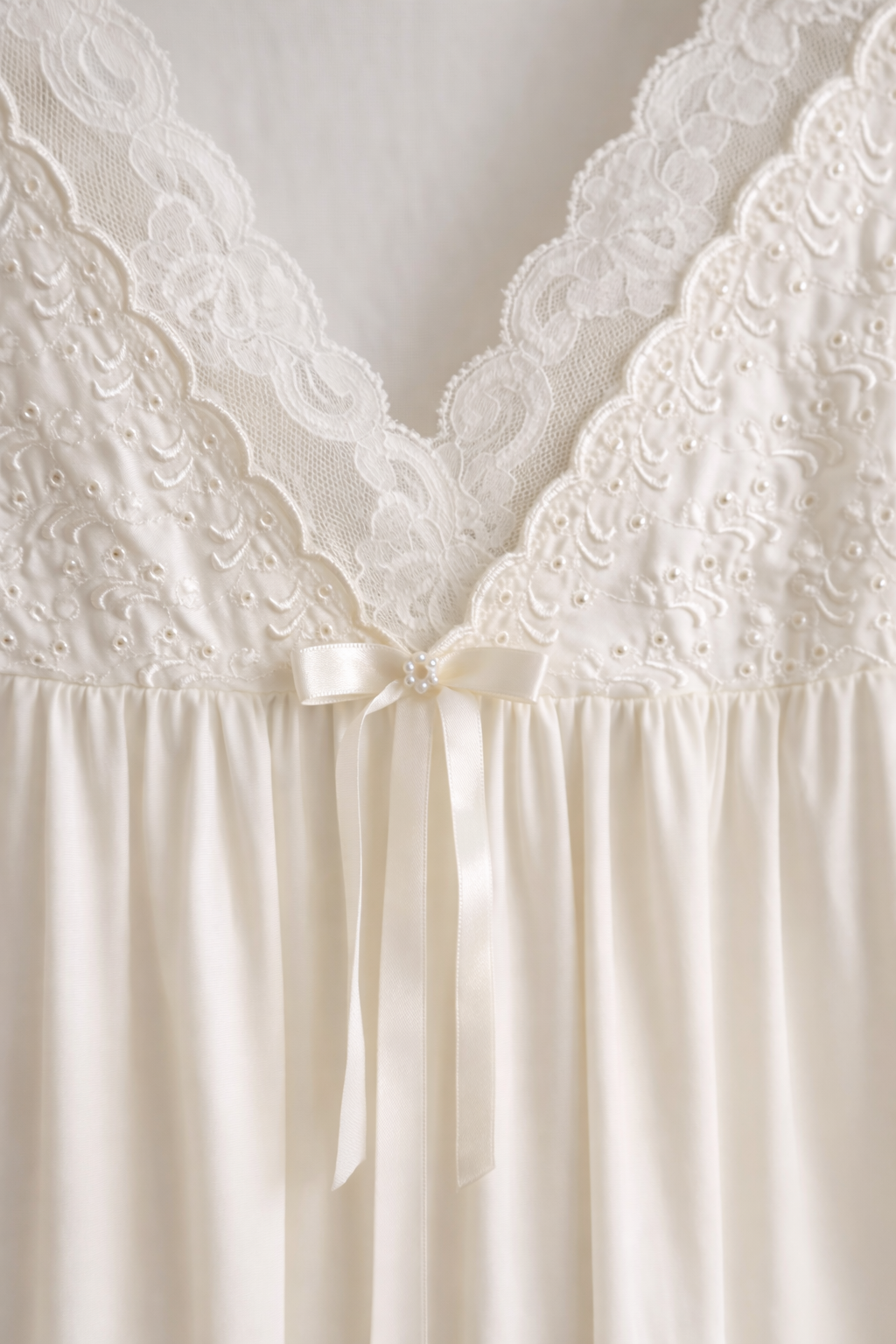 Heirloom Lace Vanity Fair Nightgown, Ivory Full-Length Vintage Slip (L)