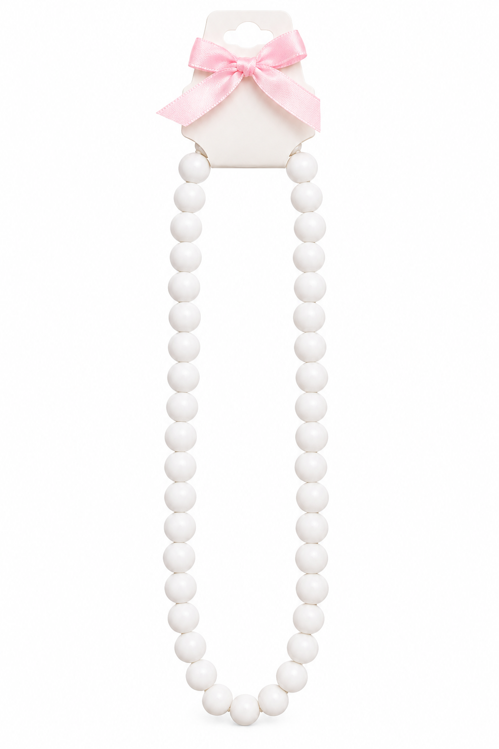 Vintage White Chunky Beaded Necklace – 18” Heavyweight Statement Jewelry
