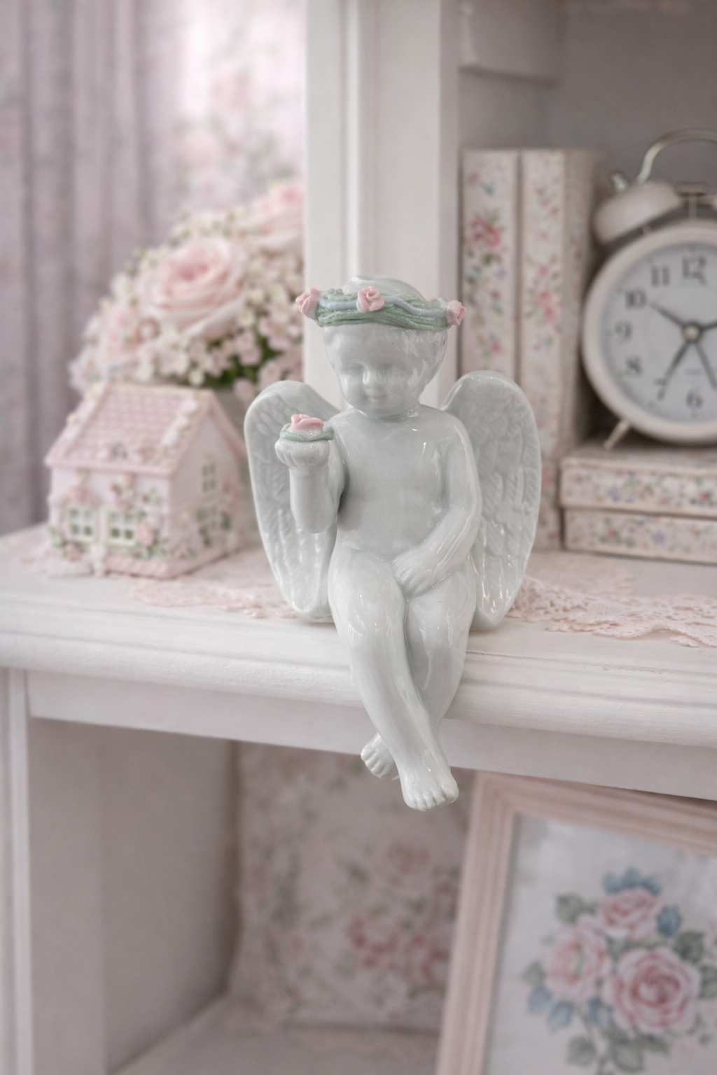 Sitting Cherub Trinket Angel | Edge Display Porcelain Figurine