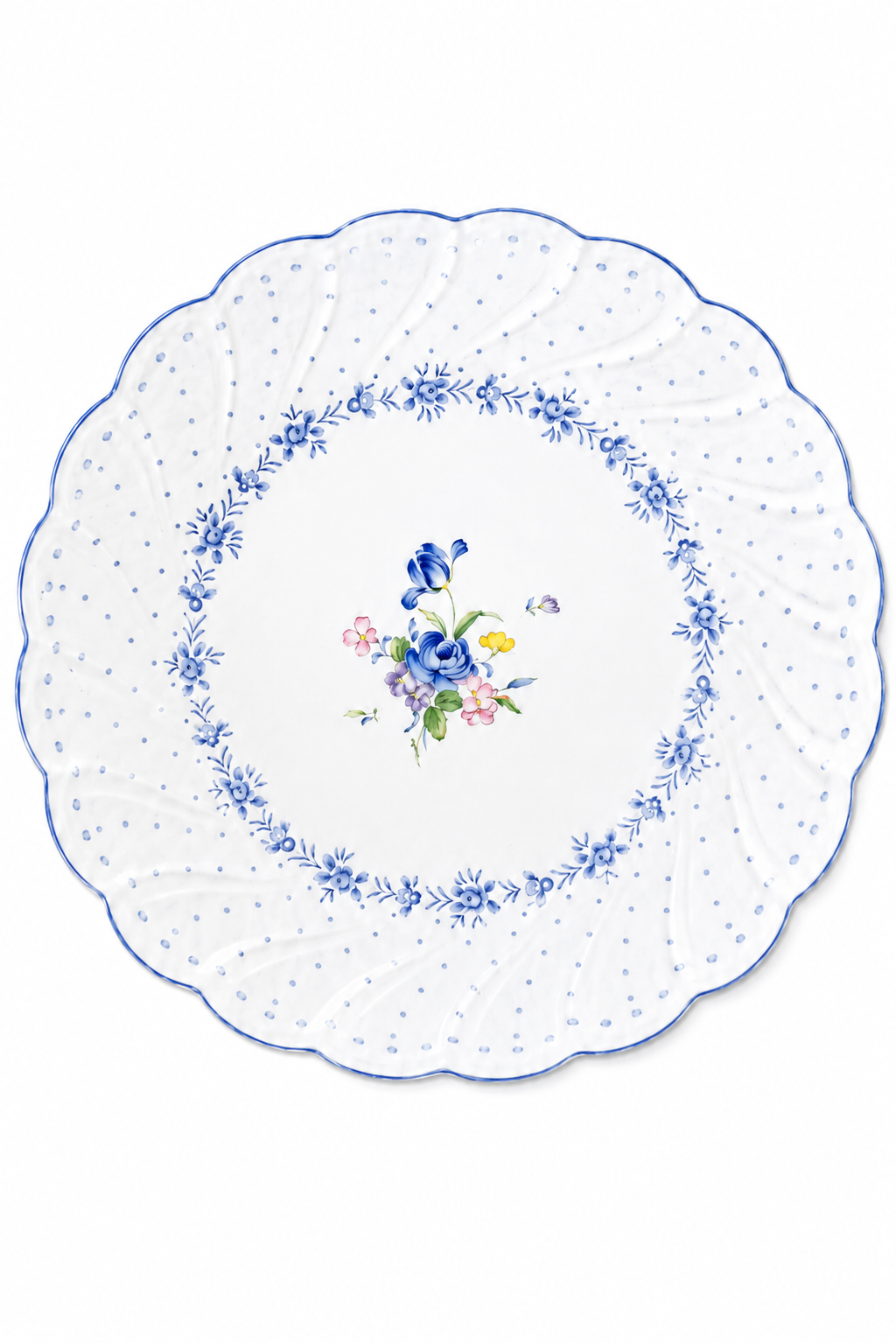 Vintage Niko Japan Blue Floral Dinner Plate | Cottagecore Country Blue Transferware Style | 10”