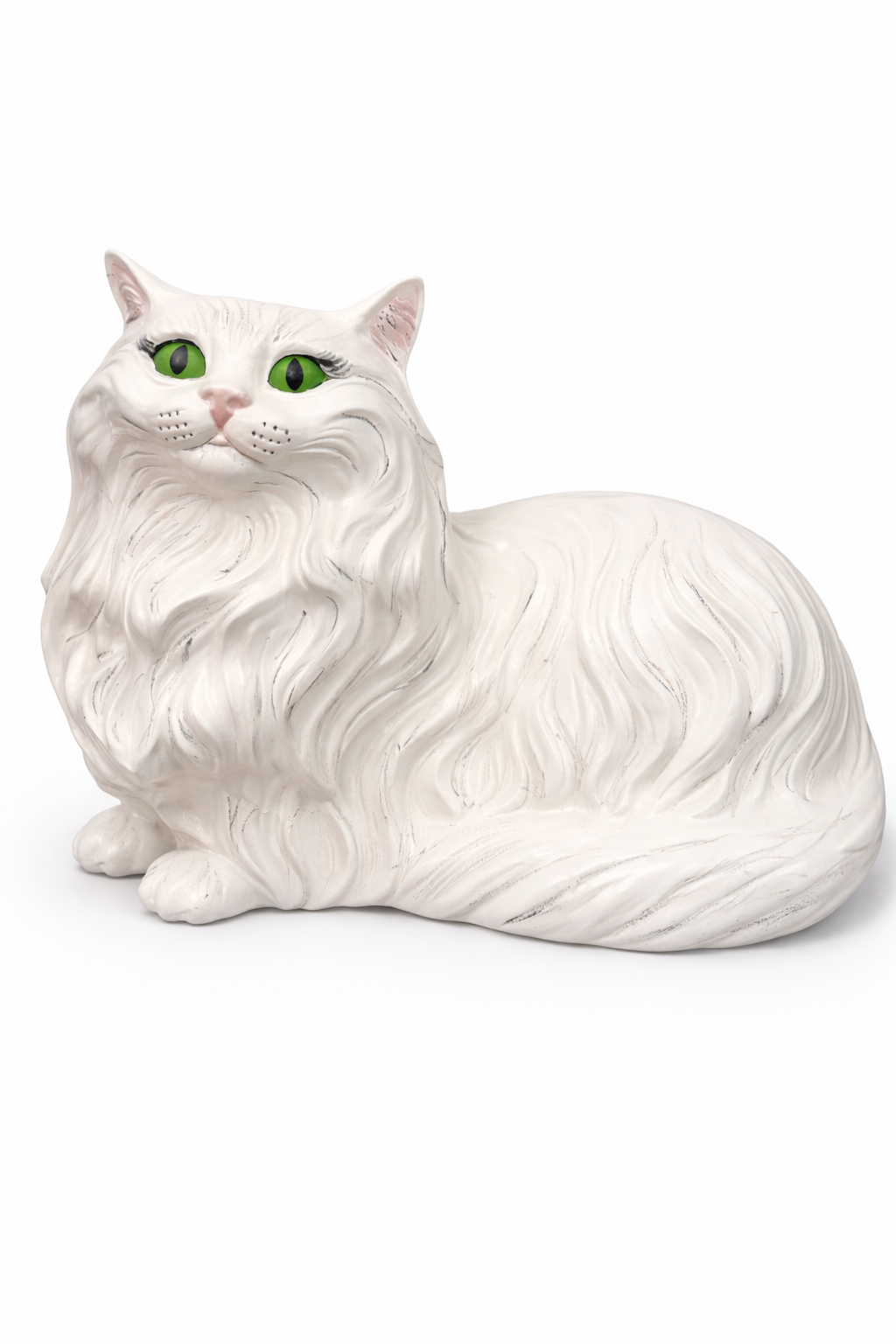 Vintage 1970s Large Persian Cat Figurine with Green Eyes