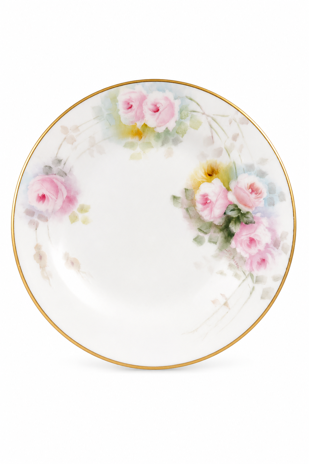 Antique Hand-Painted Limoges Porcelain Plate | Signed Floral Cabinet Plate | French Porcelain Jewelry Dish | c. 1891–1920