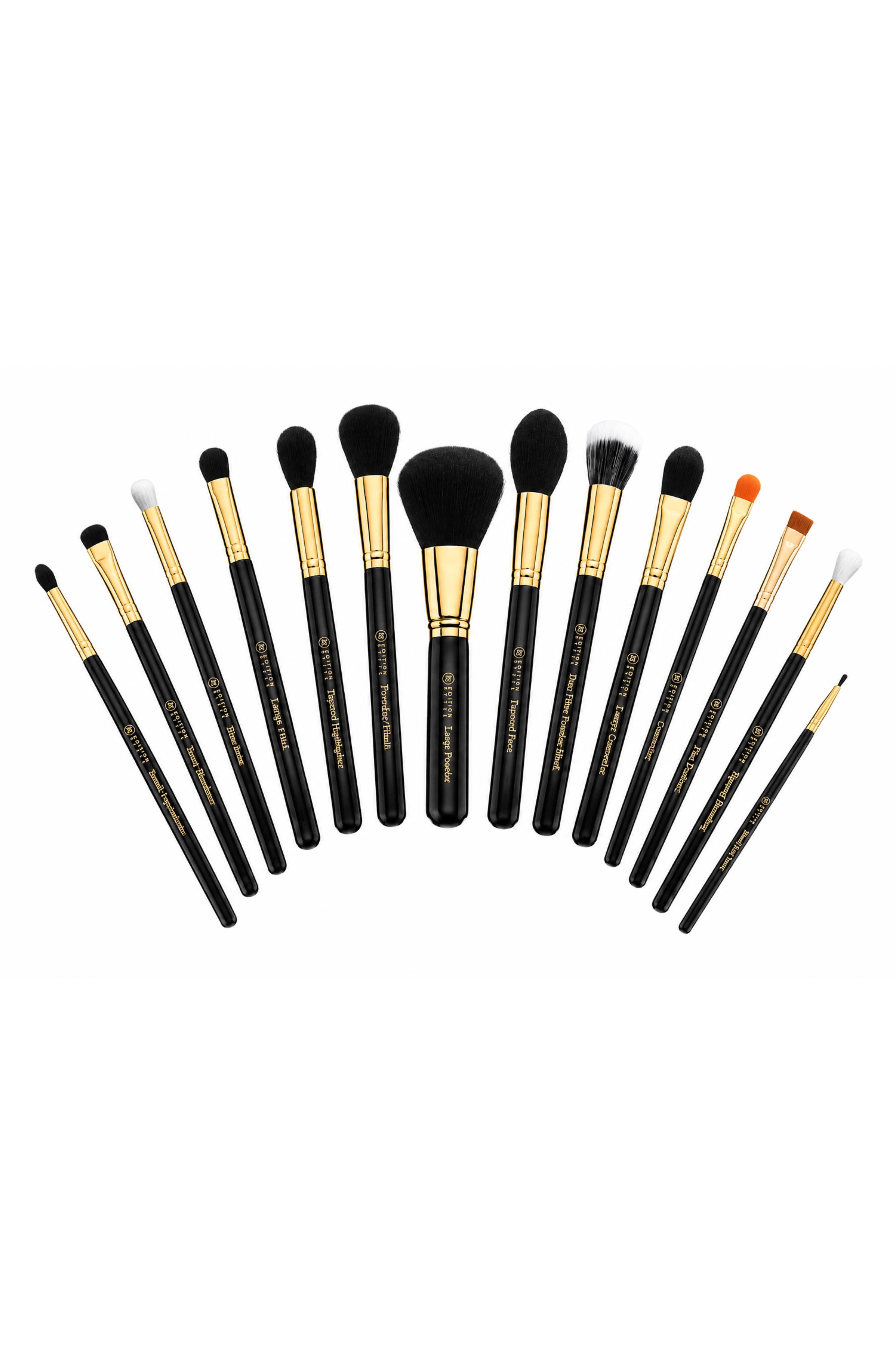 Editionstyles 15-Piece Professional Makeup Brush Set with Luxury Travel Case – Black & Gold