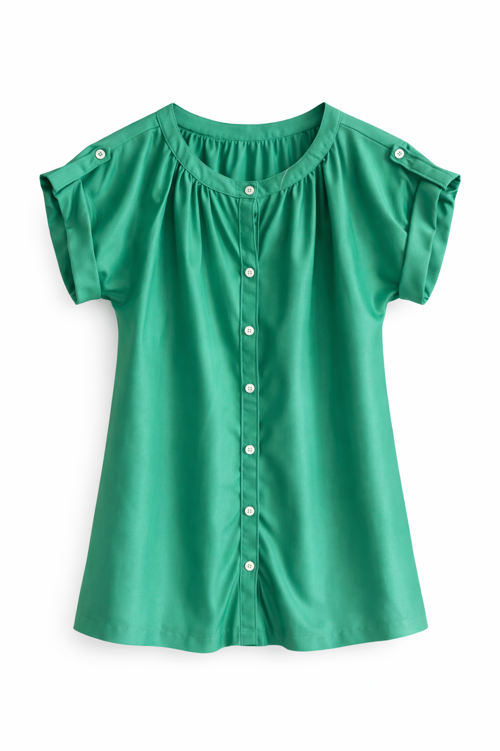 Emerald Garden 1960s Vintage Blouse | Button-Down Spring Top (S)