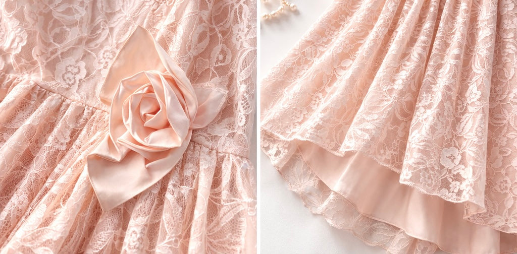 Vintage 1980s Blush Pink Lace Party Dress | Long Sleeve Romantic Formal Gown