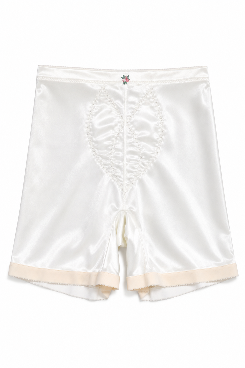 Vintage Ivory Satin Lycra Spandex Longline Underwear / Shapewear Shorts | Size 8 / XL (Pretty New)