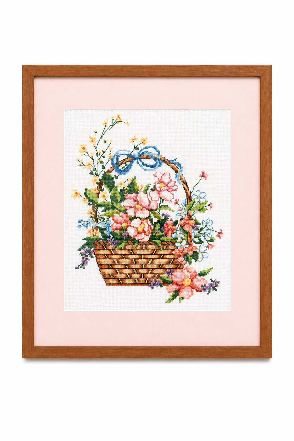 Vintage 1980s “Summer’s Glory Bouquet” Cross-Stitch Wall Art | Framed Floral Needlepoint Decor | Made in USA