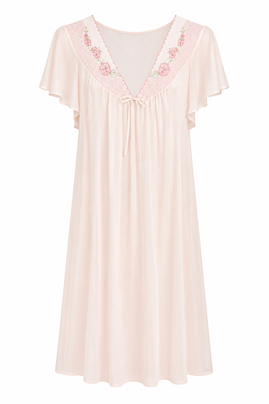 Vintage Movie Star Pink Nylon Nightgown | Romantic Floral Embroidered Sleepwear | XXL