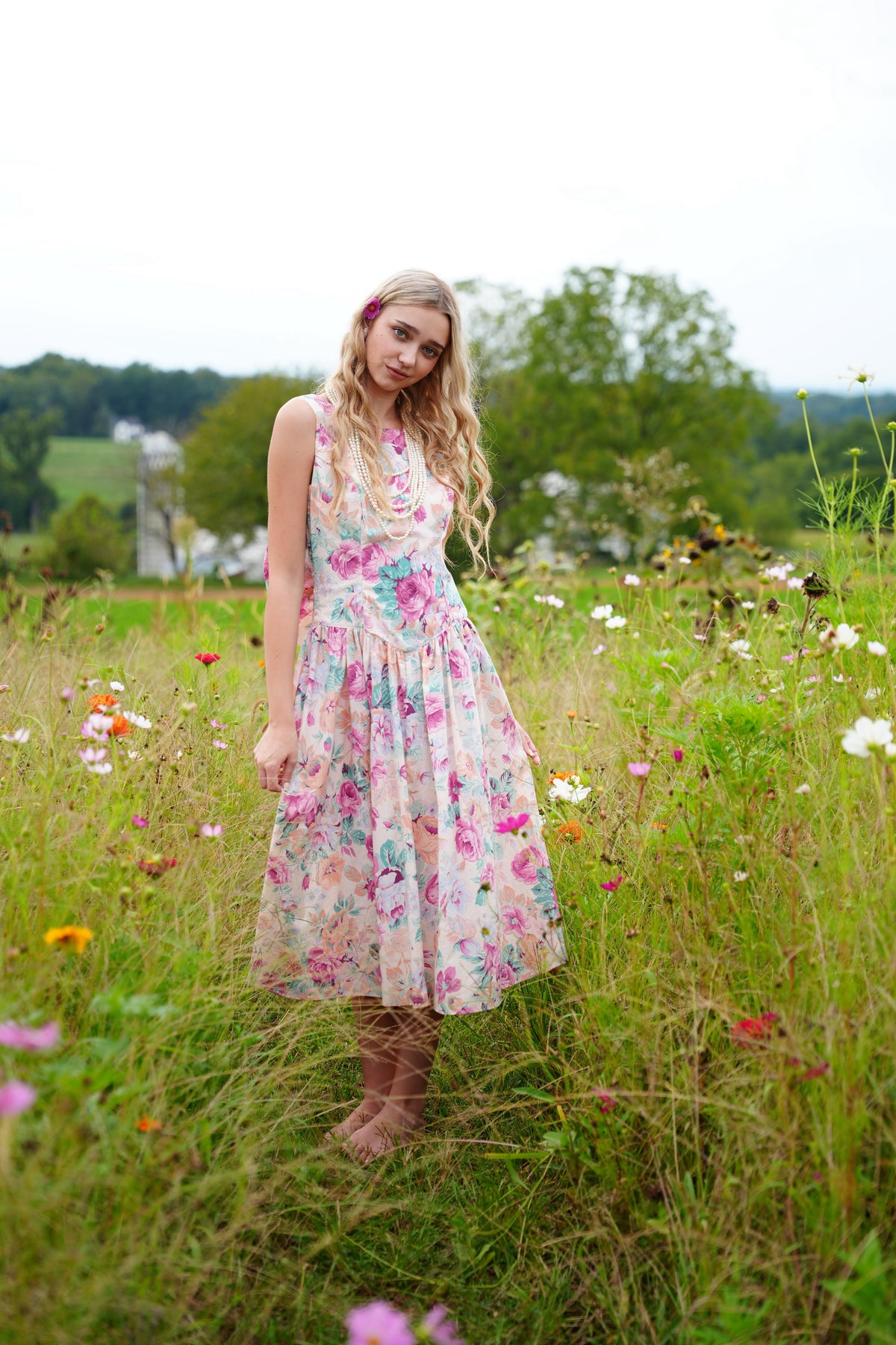 California Garden Party | Vintage All That Jazz Floral Bow Dress (Made in USA, Small)