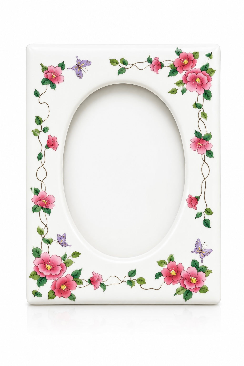 Vintage 1970s Takahashi San Francisco Camille Porcelain Picture Frame | Floral Butterfly Frame | Cottagecore Decor | Romantic Vanity Frame