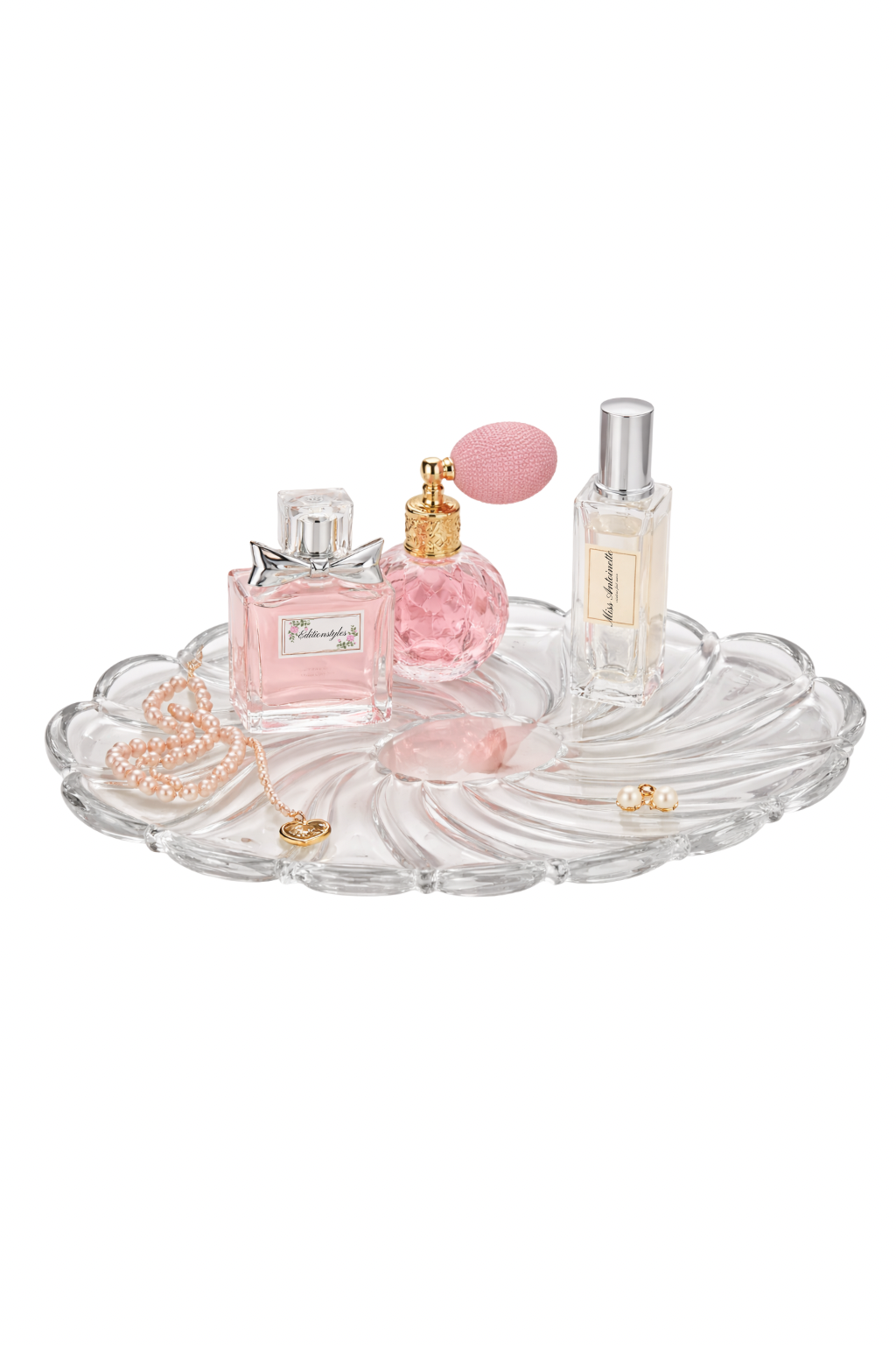 Plateau de Boudoir | Vintage Mikasa Glass Vanity Tray, Romantic Perfume & Jewelry Display