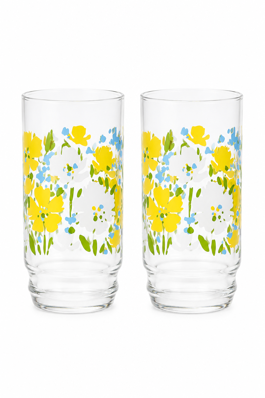 Vintage 1970s Corelle Spring Meadow Juice Tumbler Glasses Set of 2 | Floral Drinking Glasses | Retro Kitchen Decor | Country Cottage Glassware