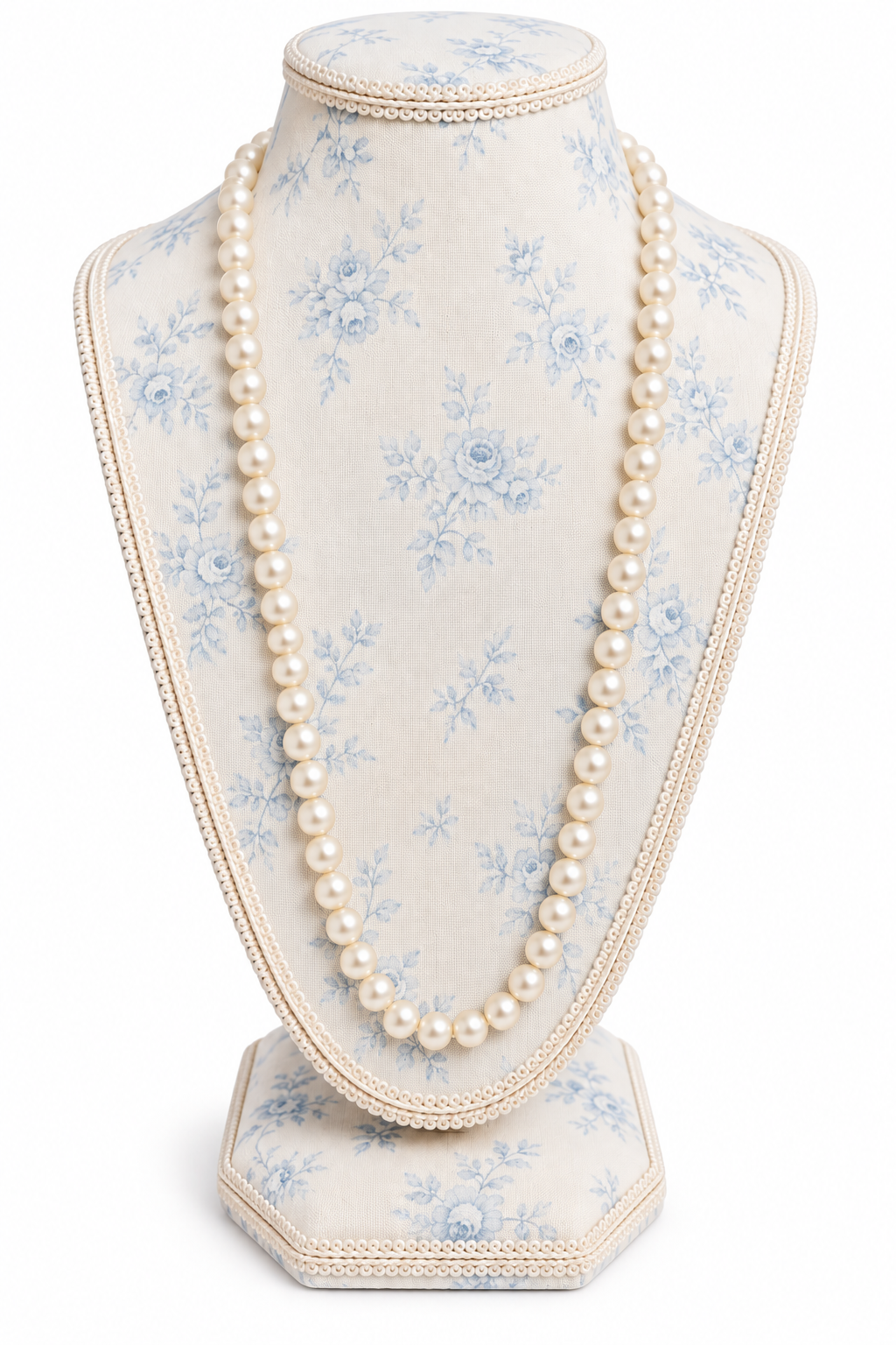 Vintage 1950s–1960s Faux Pearl Strand Necklace with Gold-Tone Filigree Fish Hook Clasp
