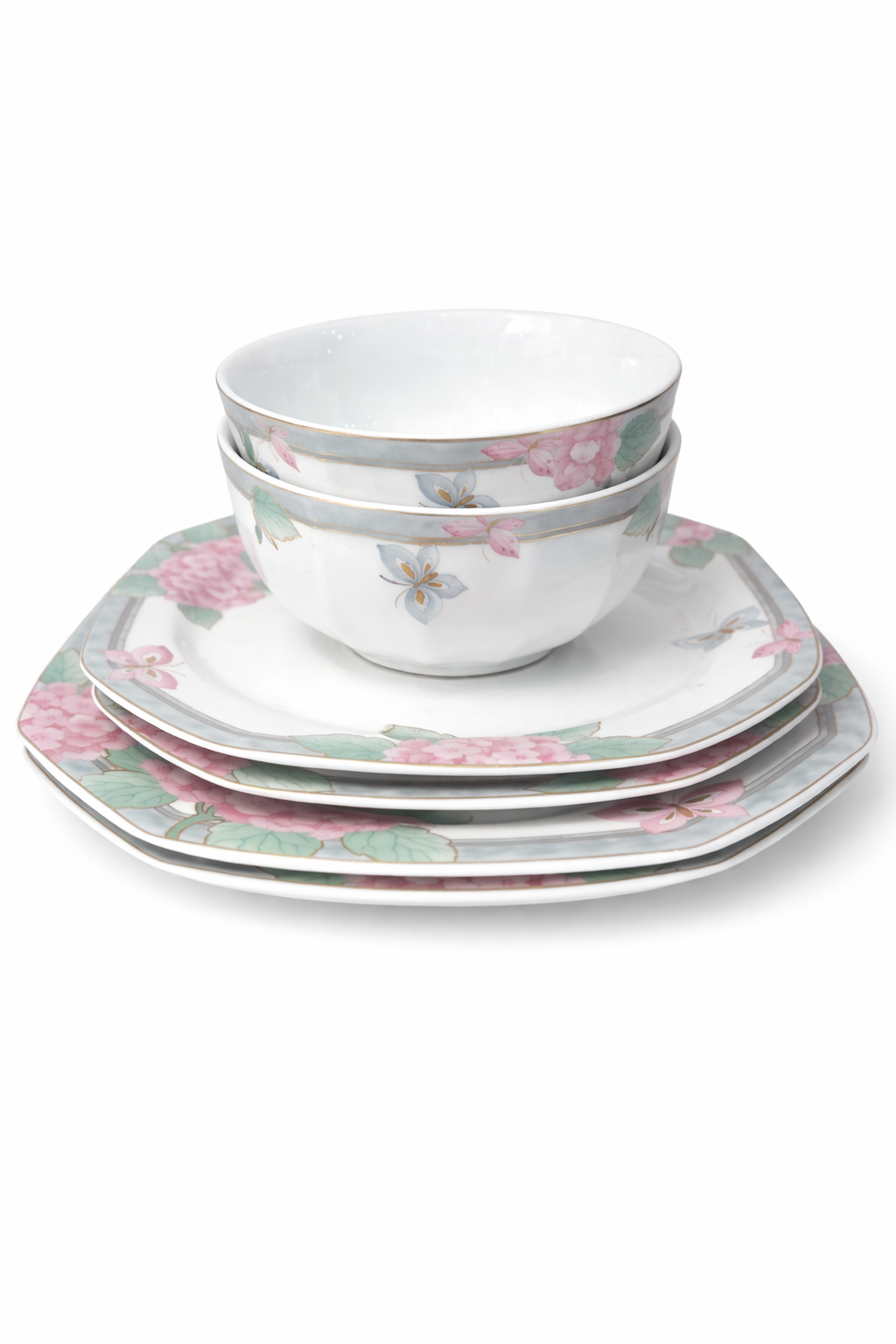Von Henneberg Bavaria Floral China 6-Piece Place Setting | German Porcelain Plate & Bowl Set