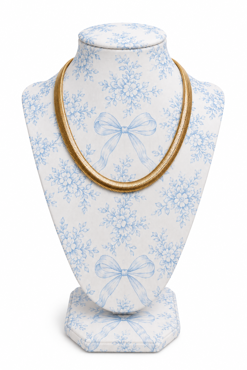 Vintage 1980s Chunky Gold-Tone Herringbone Chain Statement Necklace
