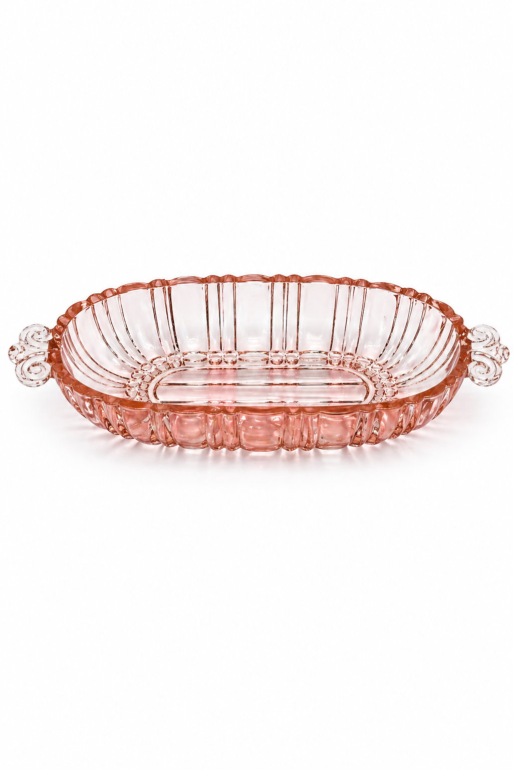 1940s Pink Depression Glass Jewelry Dish | Vintage Oval Vanity Bowl