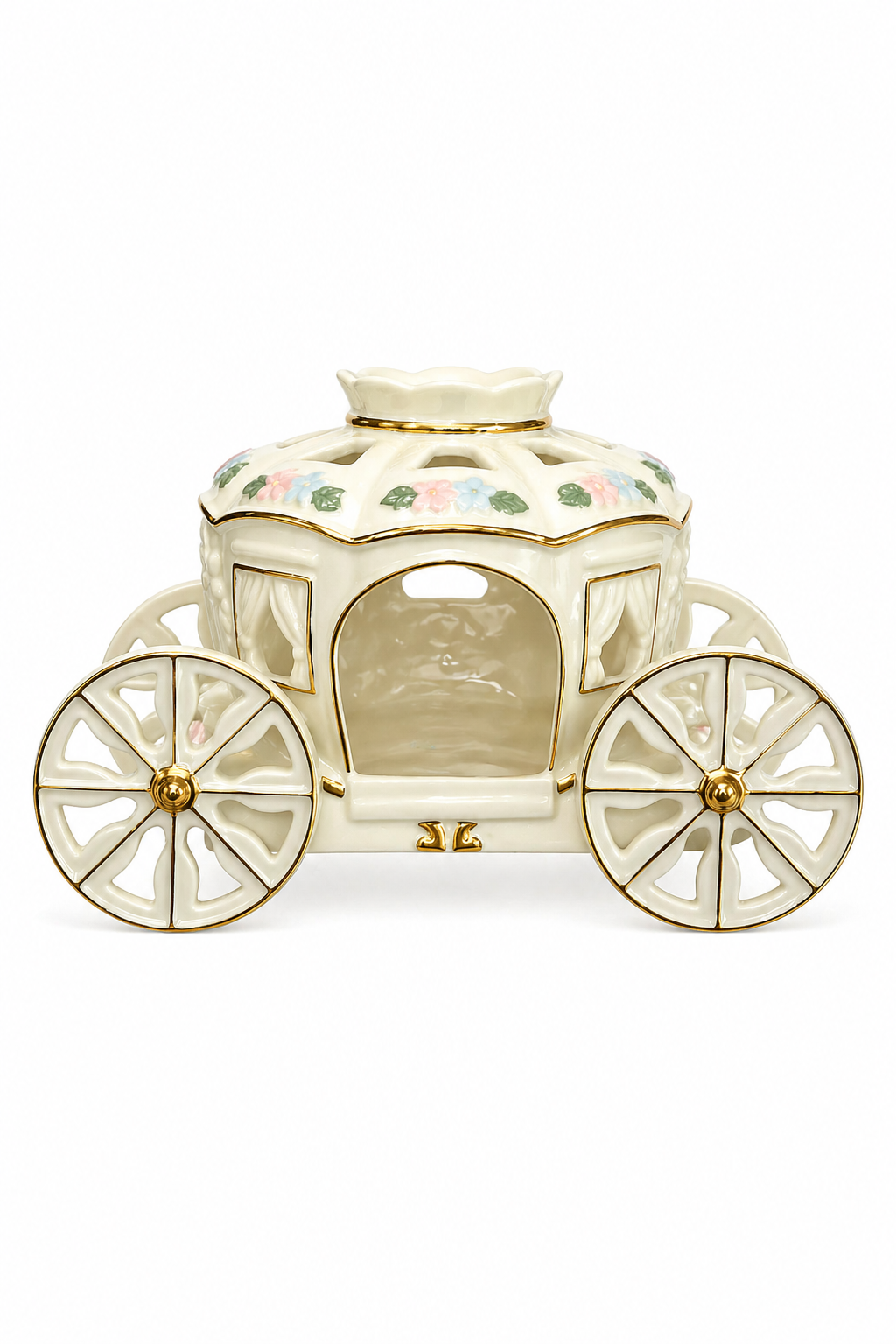 Vintage 1990s Mikasa Wedding Bells Cinderella Carriage Candle Holder
