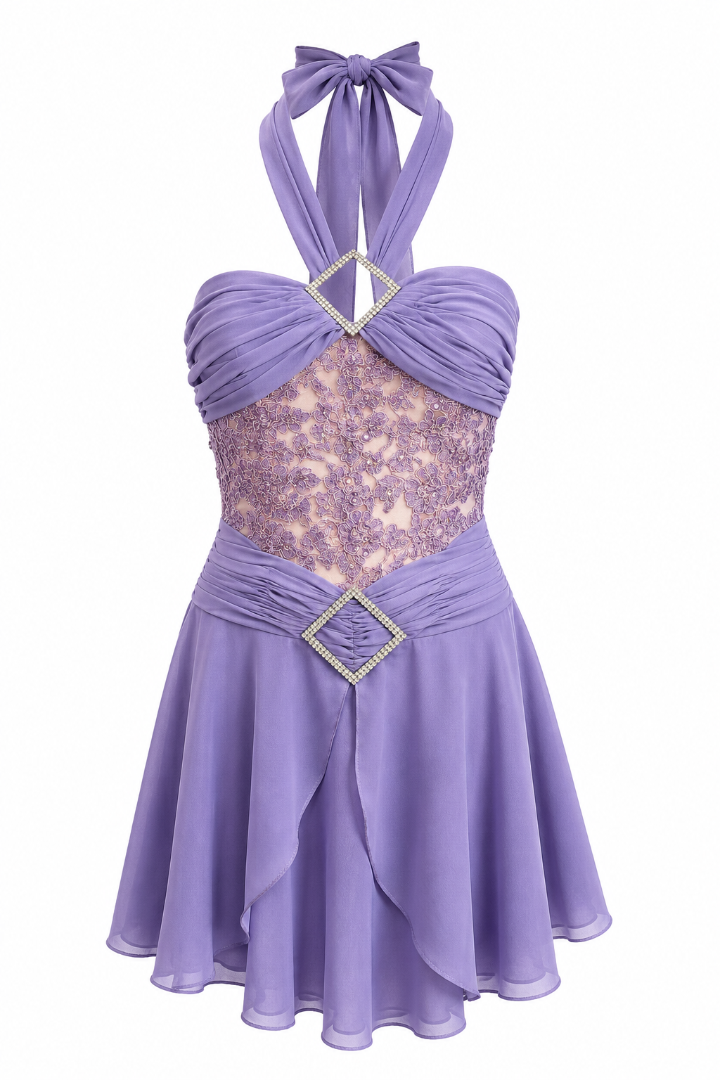 2000s halter dress Lavender Ice Skating Party | NWT Purple Rhinestone Mini Dress The Windsor Walk Dress Web Collection: The Autumn Edit Size:UK 14 (Buy Now)