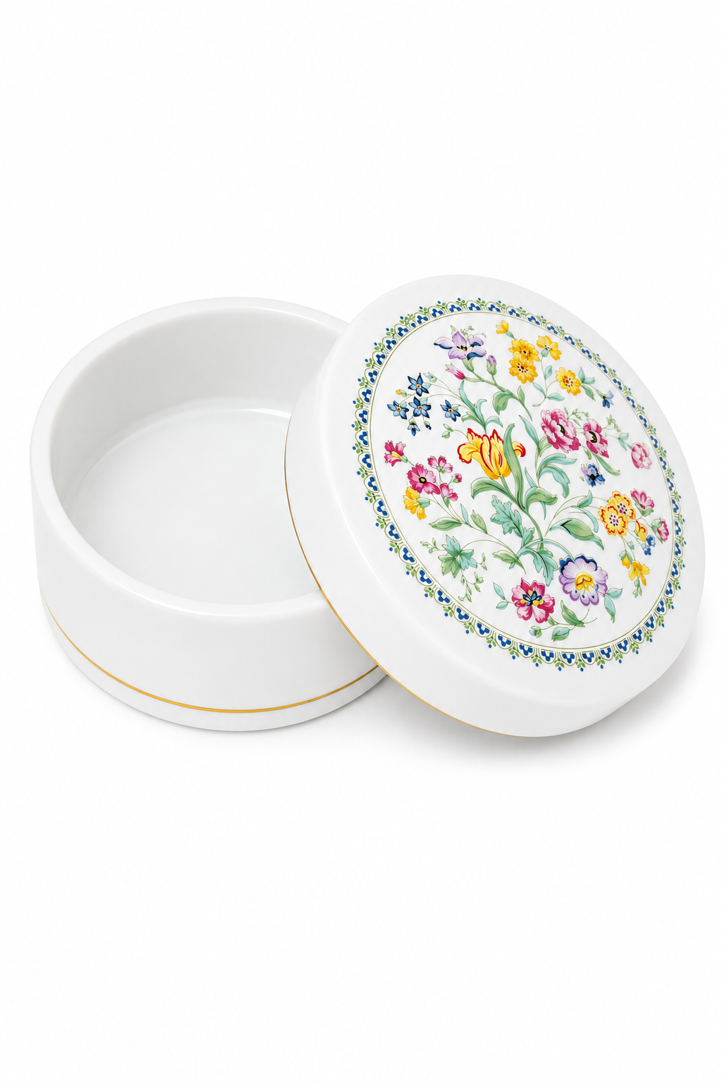 1970s–1980s Royal Kent Fine Bone China Trinket Box | Staffordshire England Floral Lidded Box