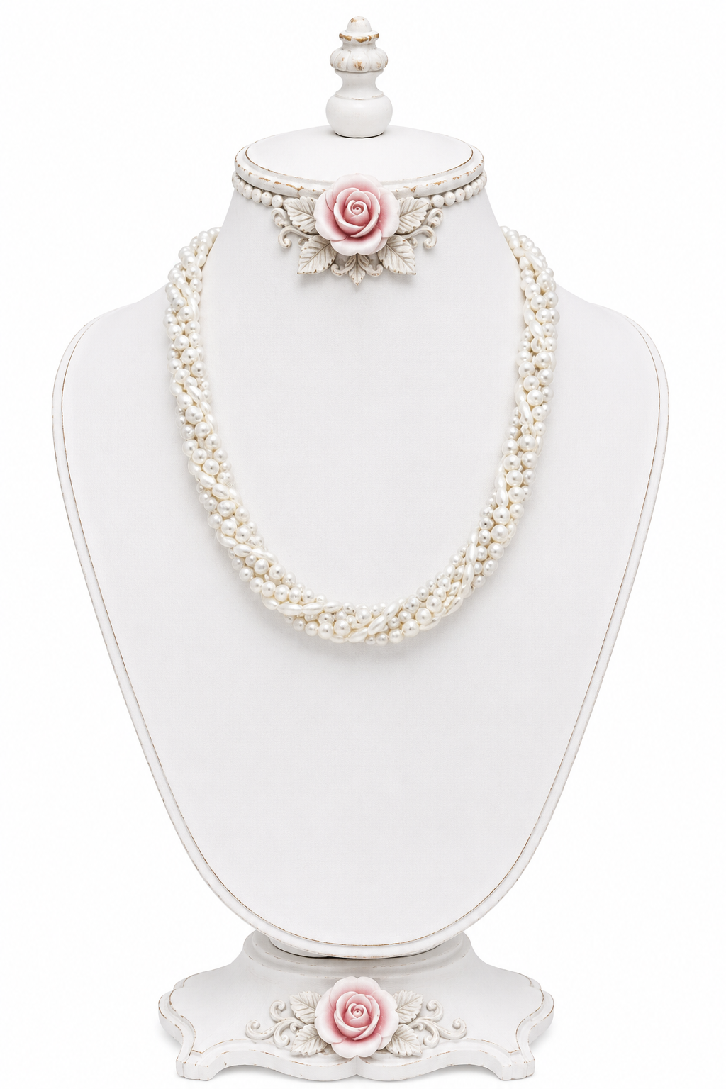 Vintage Braided Faux Pearl Necklace | Classic Woven Pearl Choker | 16” Long