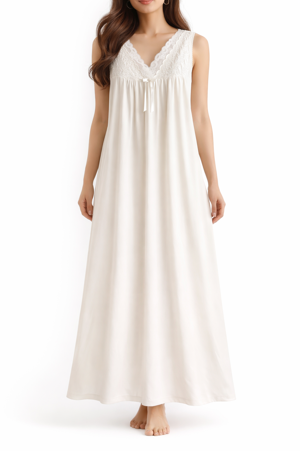 Heirloom Lace Vanity Fair Nightgown, Ivory Full-Length Vintage Slip (L)